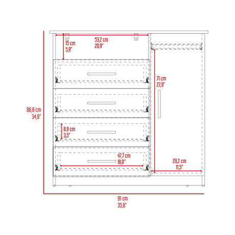 Cómoda Peru Blanco 91x88.6cm con Cuatro Cajones - CAJONERAS Y COMODAS | Bylmo