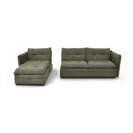 Sofá en L Napoles Verde 166x80cm de Tres Puestos Reclinable con Almacenamiento Lado Derecho y con Apoya Brazos - SOFAS Y POLTRONAS | Bylmo