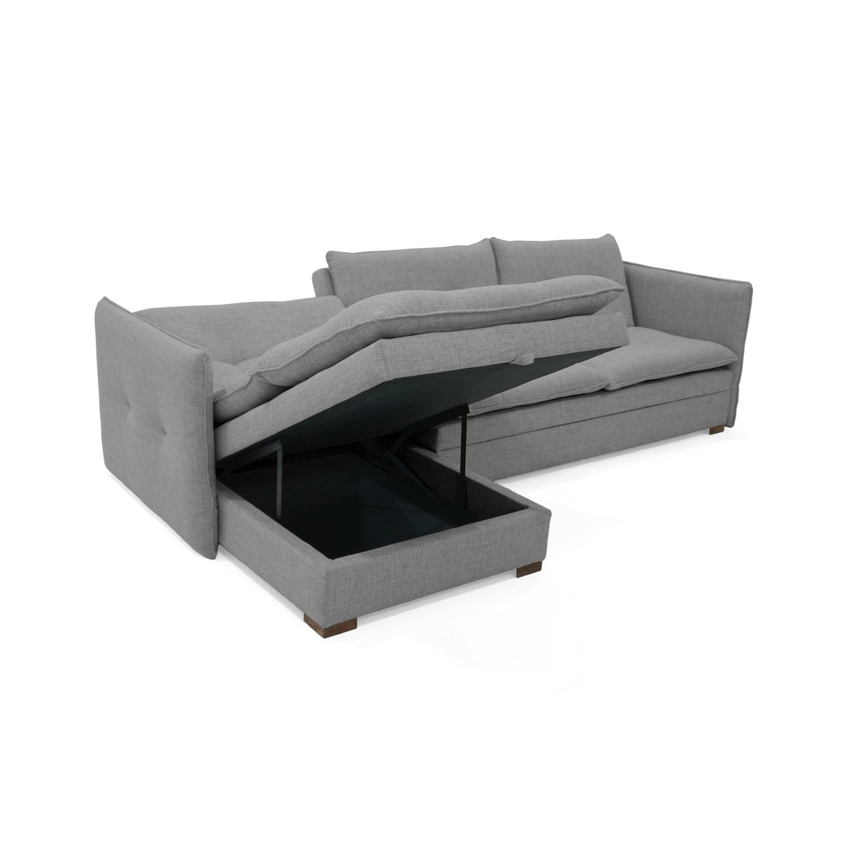 Sofá en L Napoles Gris 166x80cm de Tres Puestos Reclinable con Almacenamiento Lado Derecho y con Apoya Brazos - SOFAS Y POLTRONAS | Bylmo