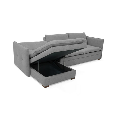 Sofá en L Napoles Gris 166x80cm de Tres Puestos Reclinable con Almacenamiento Lado Derecho y con Apoya Brazos - SOFAS Y POLTRONAS | Bylmo