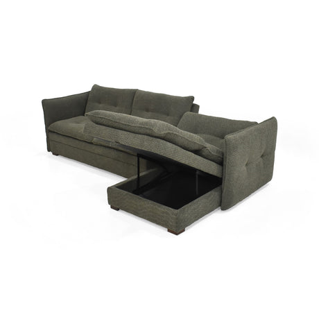 Sofá en L Napoles Verde 166x80cm de Tres Puestos Reclinable con Almacenamiento Lado Izquierdo y con Apoya Brazos - SOFAS Y POLTRONAS | Bylmo