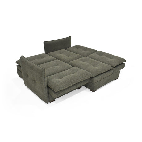 Sofá en L Napoles Verde 166x80cm de Tres Puestos Reclinable con Almacenamiento Lado Izquierdo y con Apoya Brazos - SOFAS Y POLTRONAS | Bylmo