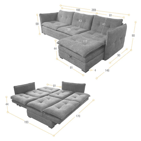 Sofá en L Napoles Indigo 166x80cm de Tres Puestos Reclinable con Almacenamiento Lado Izquierdo y con Apoya Brazos - SOFAS Y POLTRONAS | Bylmo