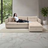 Sofá en L Napoles Trigo 166x80cm de Tres Puestos Reclinable con Almacenamiento Lado Izquierdo y con Apoya Brazos - SOFAS Y POLTRONAS | Bylmo