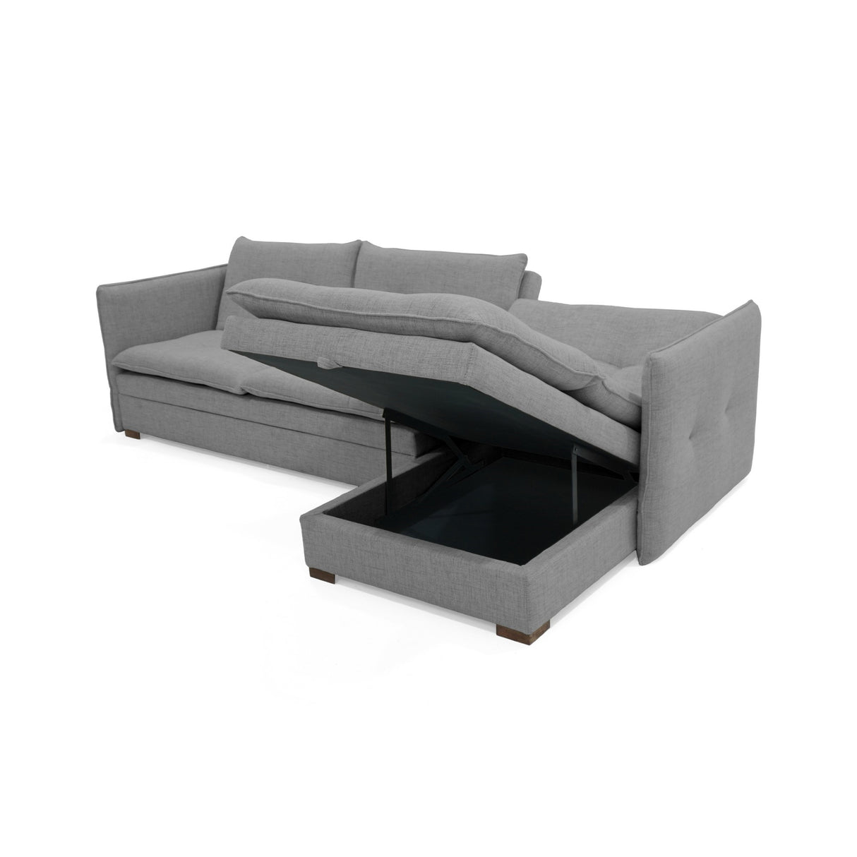 Sofá en L Napoles Gris 166x80cm de Tres Puestos Reclinable con Almacenamiento Lado Izquierdo y con Apoya Brazos - SOFAS Y POLTRONAS | Bylmo