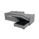 Sofá en L Napoles Gris 166x80cm de Tres Puestos Reclinable con Almacenamiento Lado Izquierdo y con Apoya Brazos - SOFAS Y POLTRONAS | Bylmo