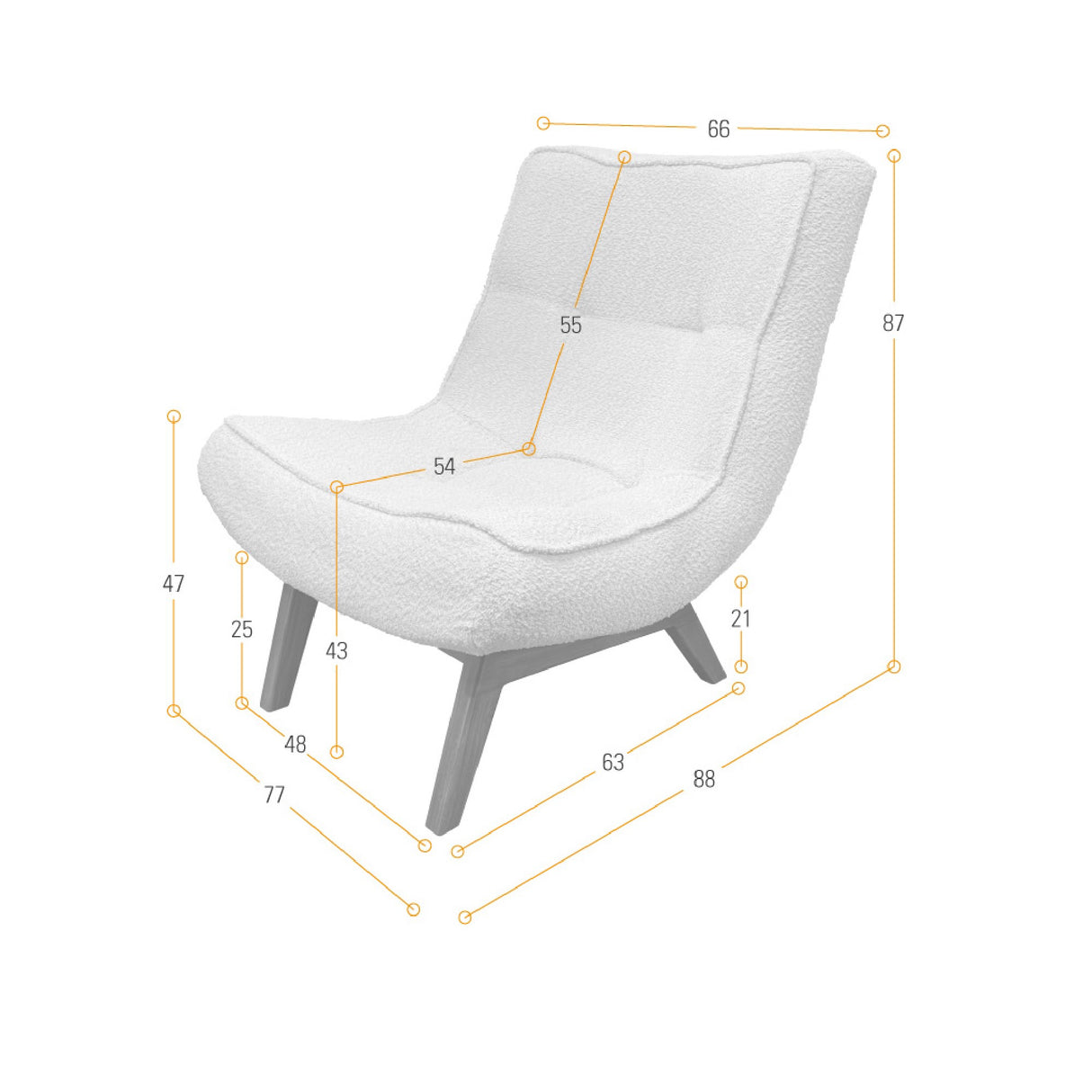 Poltrona Samoa Blanco 77x87cm de Un Puesto y sin Apoya Brazos - SOFAS Y POLTRONAS | Bylmo