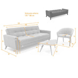 Sala Sahara Taupe y Rosa 206x82cm con Sofá Cama Reclinable Apoya Brazos Poltrona Misaki y Mesa de Centro Drop - SOFAS Y POLTRONAS | Bylmo