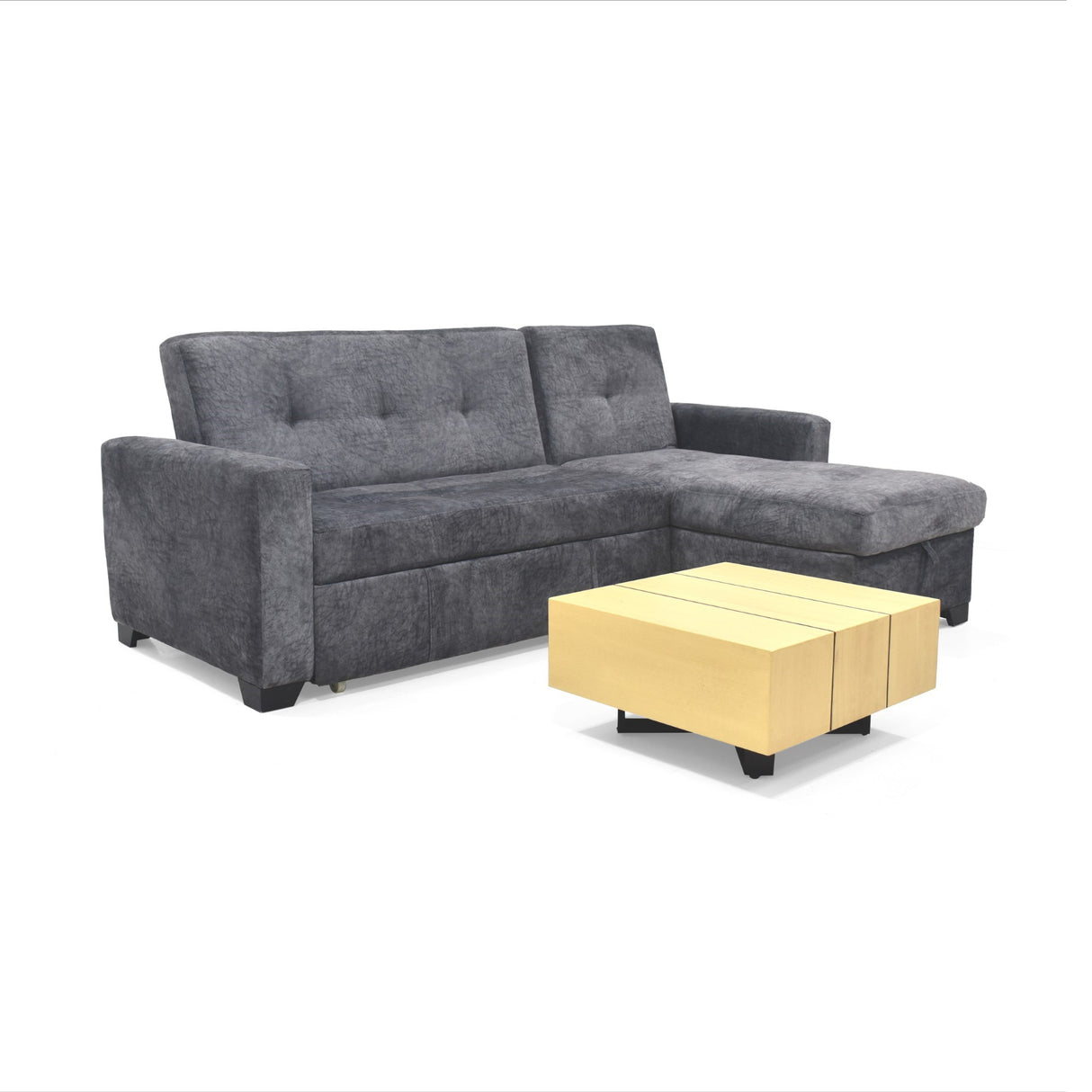 Sala Atlas Gris 120x92cm con Sofá Cama Reclinable con Apoya Brazos Almacenamiento Chaise Atlas y Mesa de Centro Veracruz - SOFAS Y POLTRONAS | Bylmo