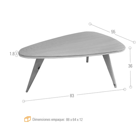 Mesa de Centro Drop Wengue 83x36cm Ovalado con Patas - MESAS DE CENTRO | Bylmo