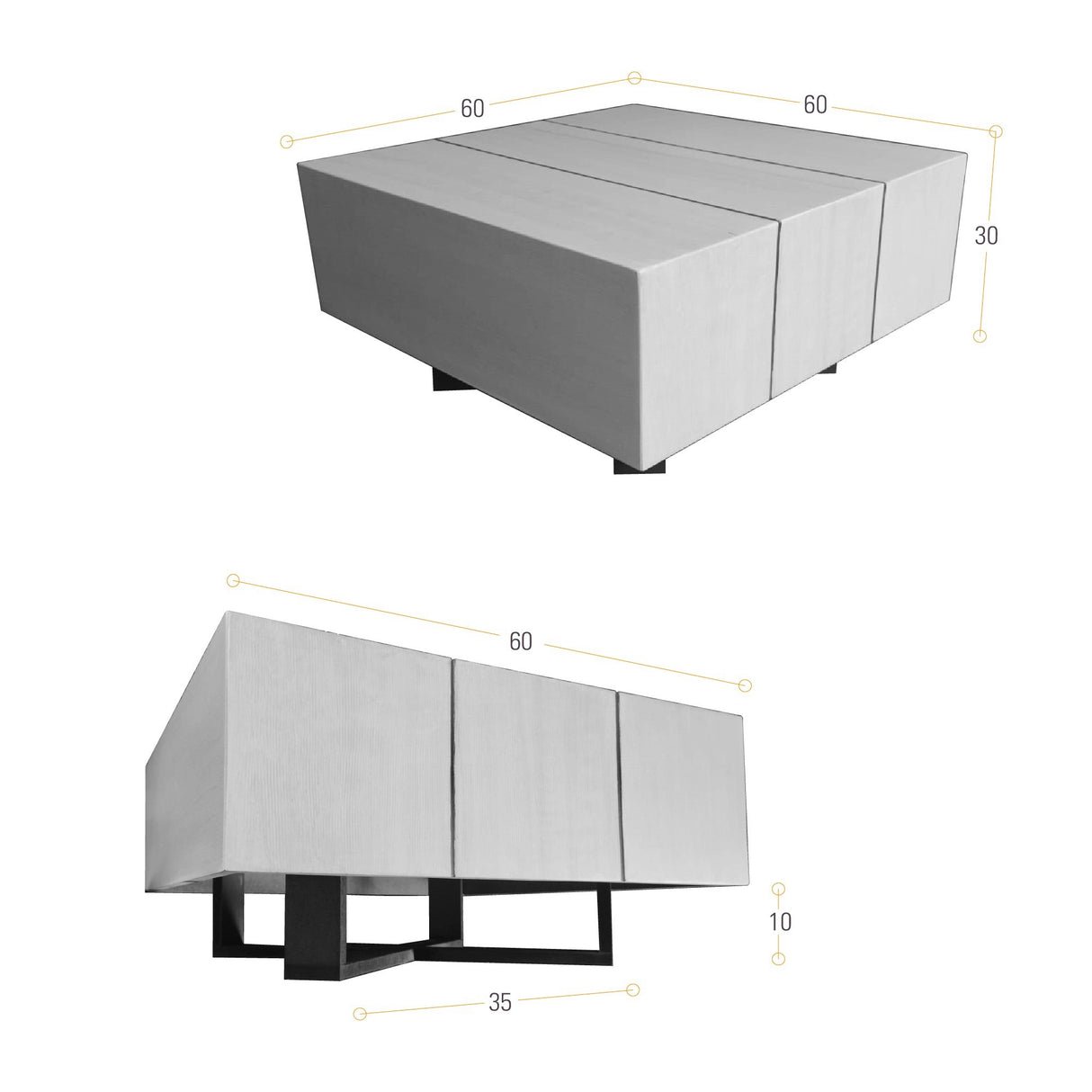 Mesa de Centro Veracruz Miel y Wengue 60x30cm Cuadrado con Patas - MESAS DE CENTRO | Bylmo