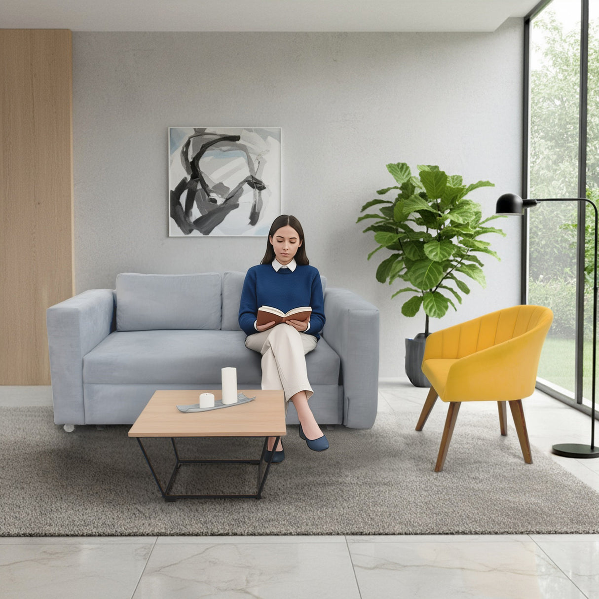 Mesa de Centro Leeds Oasis y Negro Metálico 60x35.5cm Cuadrado con Patas - MESAS DE CENTRO | Bylmo