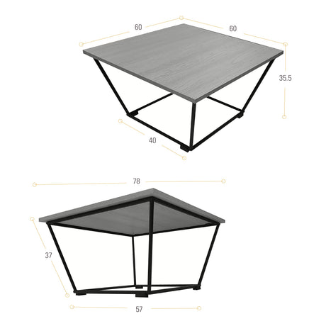 Mesa de Centro Leeds Oasis y Negro Metálico 60x35.5cm Cuadrado con Patas - MESAS DE CENTRO | Bylmo