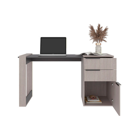 Escritorio Office 13 Gris Positano 142x75.7cm Con Dos Cajones - ESCRITORIOS | Bylmo