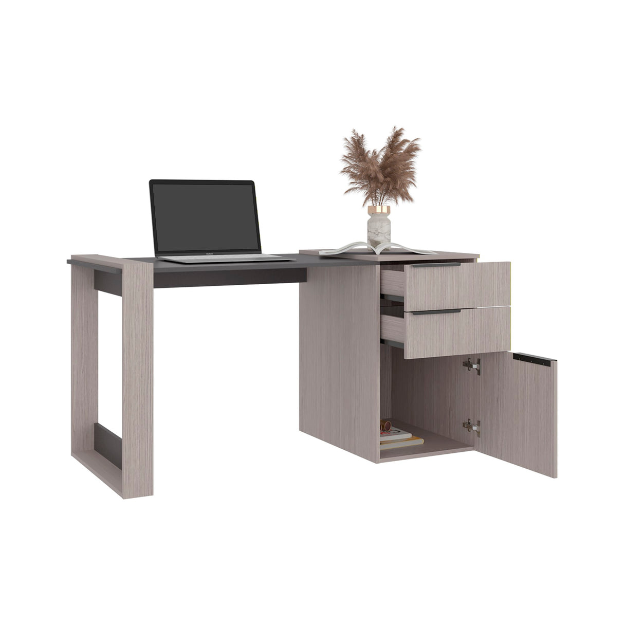 Escritorio Office 13 Gris Positano 142x75.7cm Con Dos Cajones - ESCRITORIOS | Bylmo