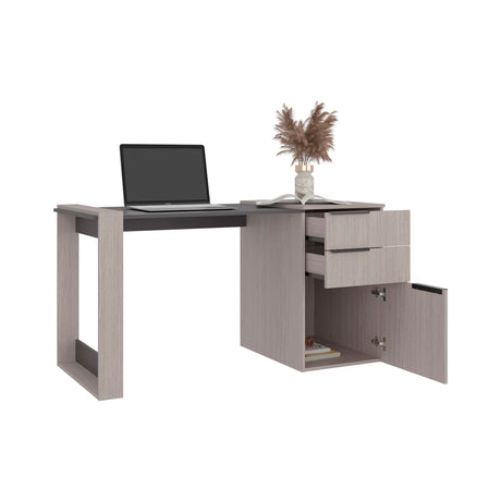 Escritorio Office 13 Gris Positano 142x75.7cm Con Dos Cajones - ESCRITORIOS | Bylmo