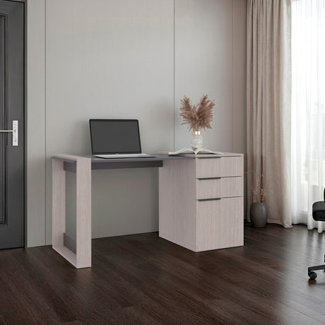 Escritorio Office 13 Gris Positano 142x75.7cm Con Dos Cajones - ESCRITORIOS | Bylmo