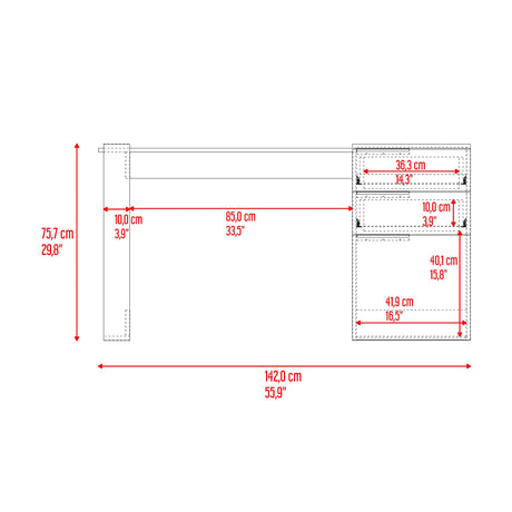Escritorio Office 13 Gris Positano 142x75.7cm Con Dos Cajones - ESCRITORIOS | Bylmo