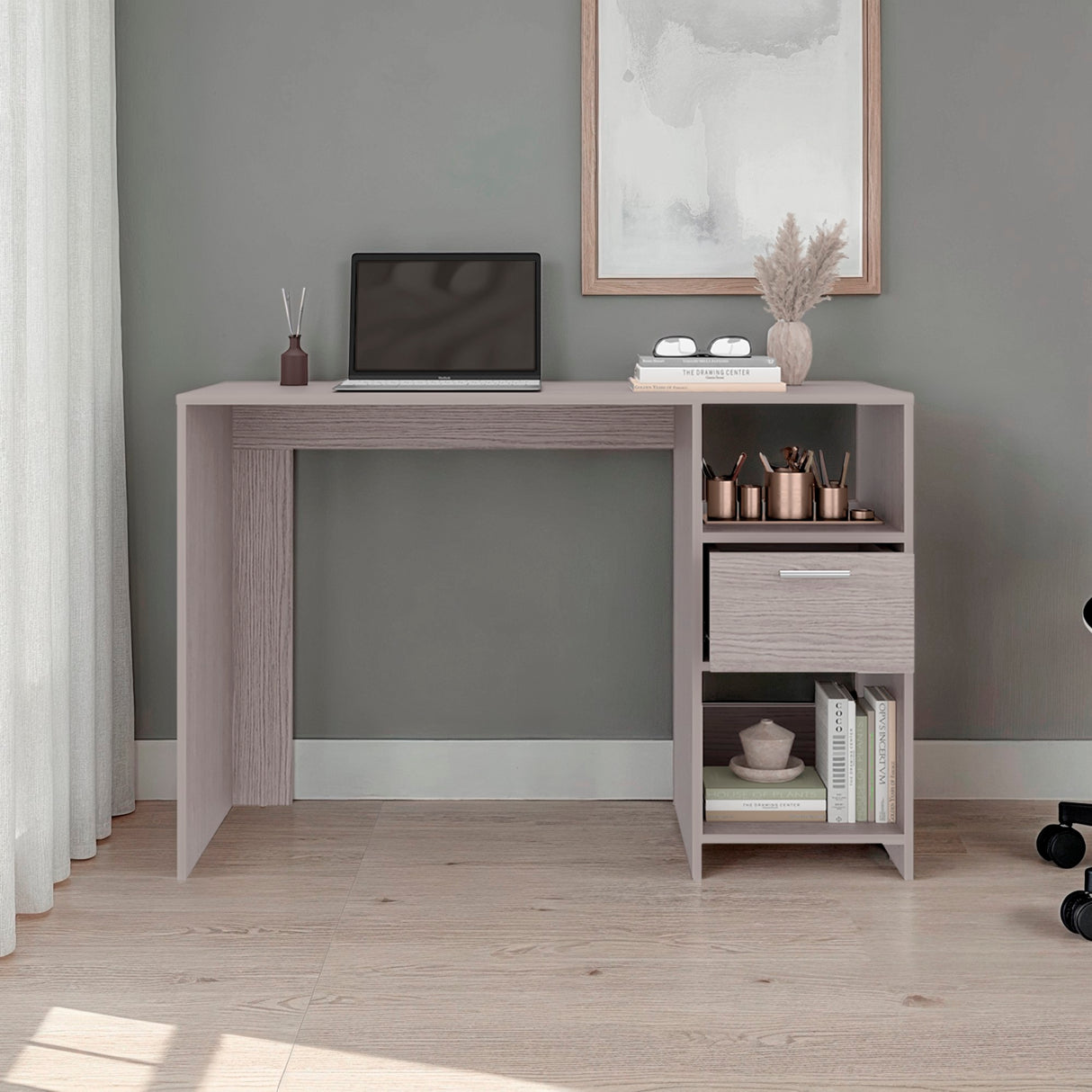 Escritorio Omma Gris Positano 110x73cm Con Un Cajón - ESCRITORIOS | Bylmo