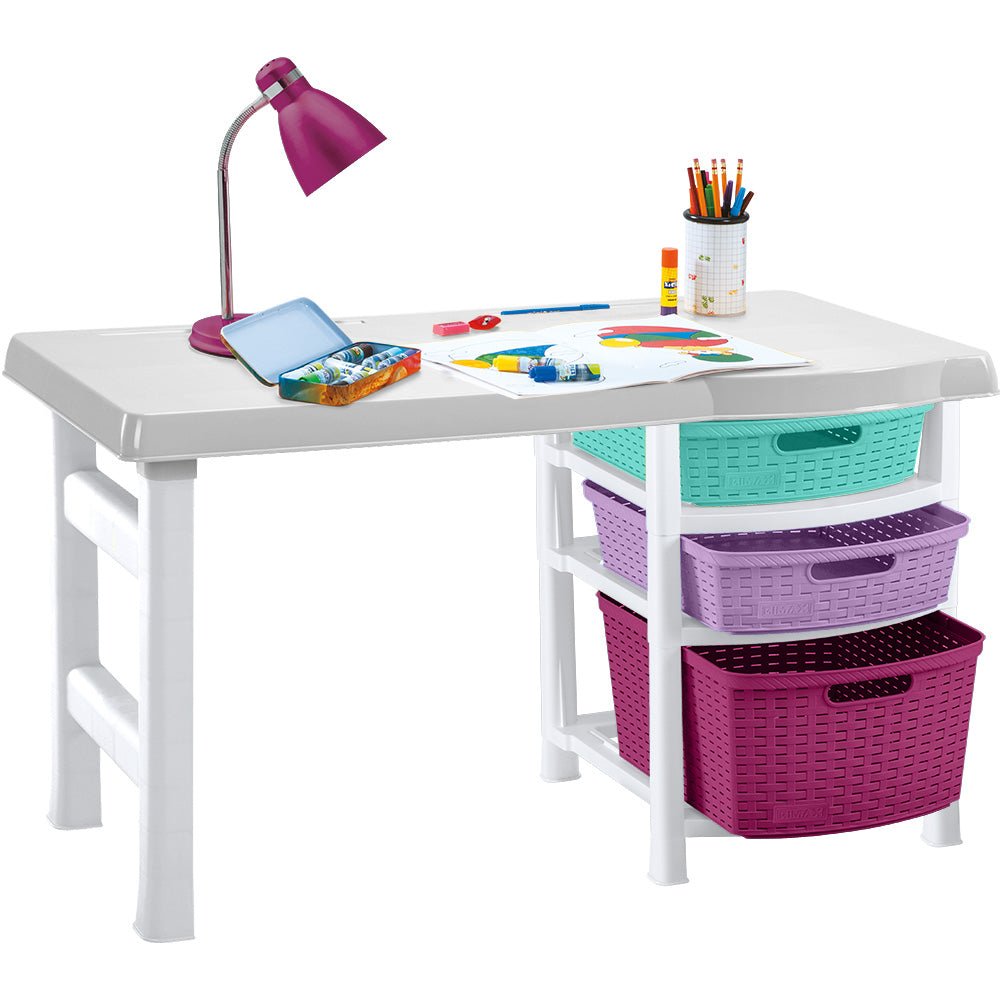 Escritorio Infantil Glam Blanco 88x50cm con Tres Cajones - ESCRITORIOS | Bylmo