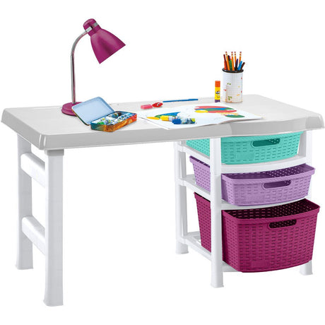 Escritorio Infantil Rimax Glam Blanco 88x50cm con Tres Cajones