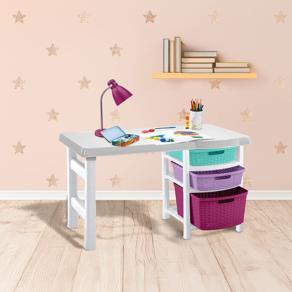 Escritorio Infantil Rimax Glam Blanco 88x50cm con Tres Cajones