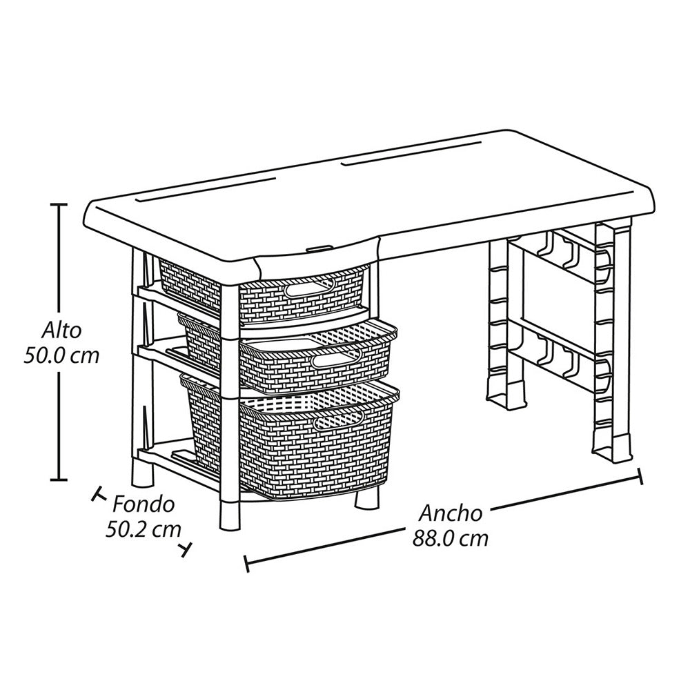 Escritorio Infantil Glam Blanco 88x50cm con Tres Cajones - ESCRITORIOS | Bylmo