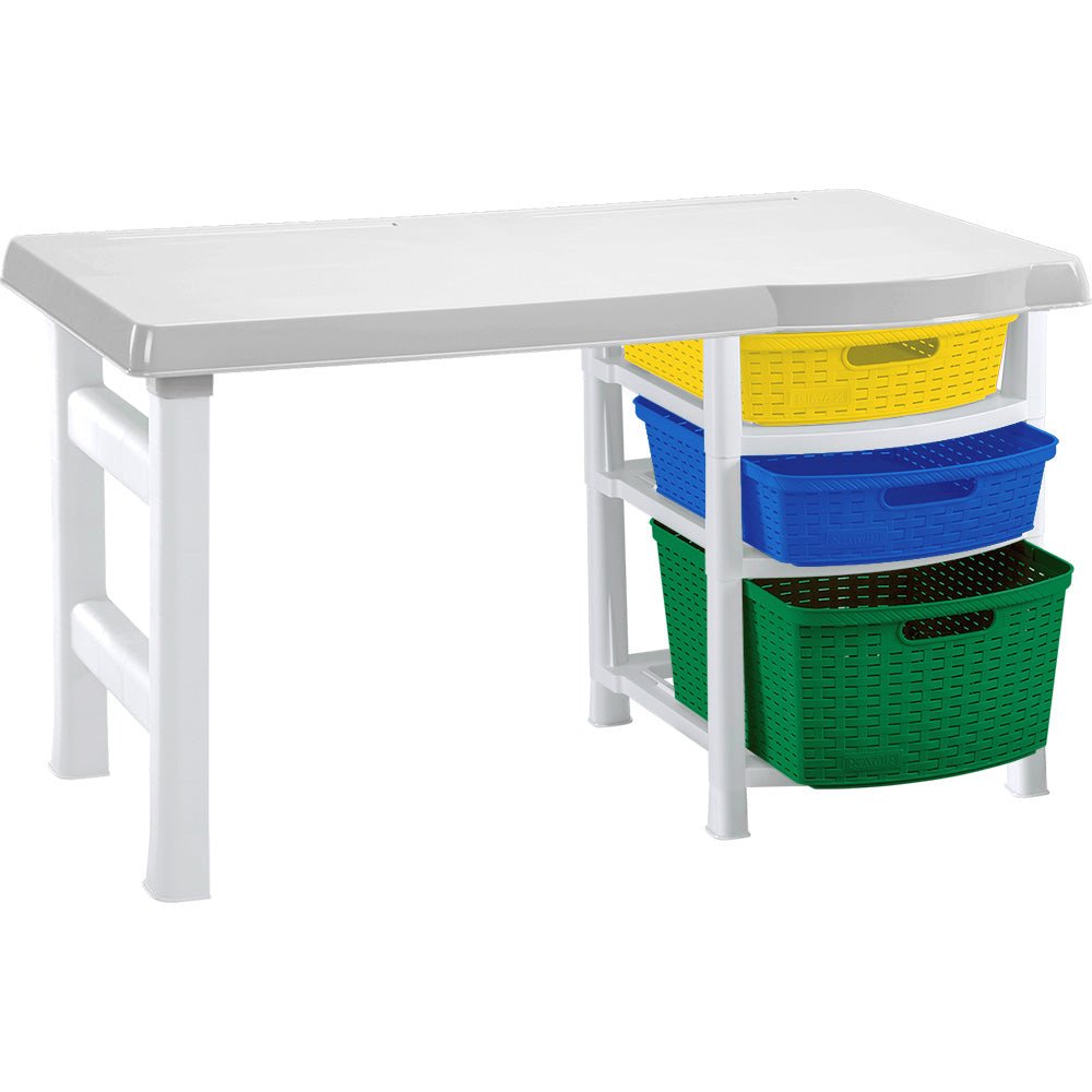 Escritorio Infantil Aventura Blanco 88x50cm con Tres Cajones - ESCRITORIOS | Bylmo