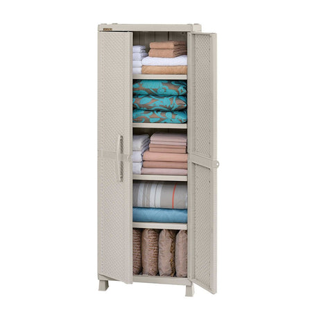 Armario para Ropa Rimax Rattan Taupe 65x189cm con Cinco Compartimientos y con Cuatro Entrepaños - CLOSETS | Bylmo