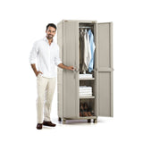Armario para Ropa Rimax Rattan Taupe 65x189cm con Tres Compartimientos y con Dos Entrepaños - CLOSETS | Bylmo
