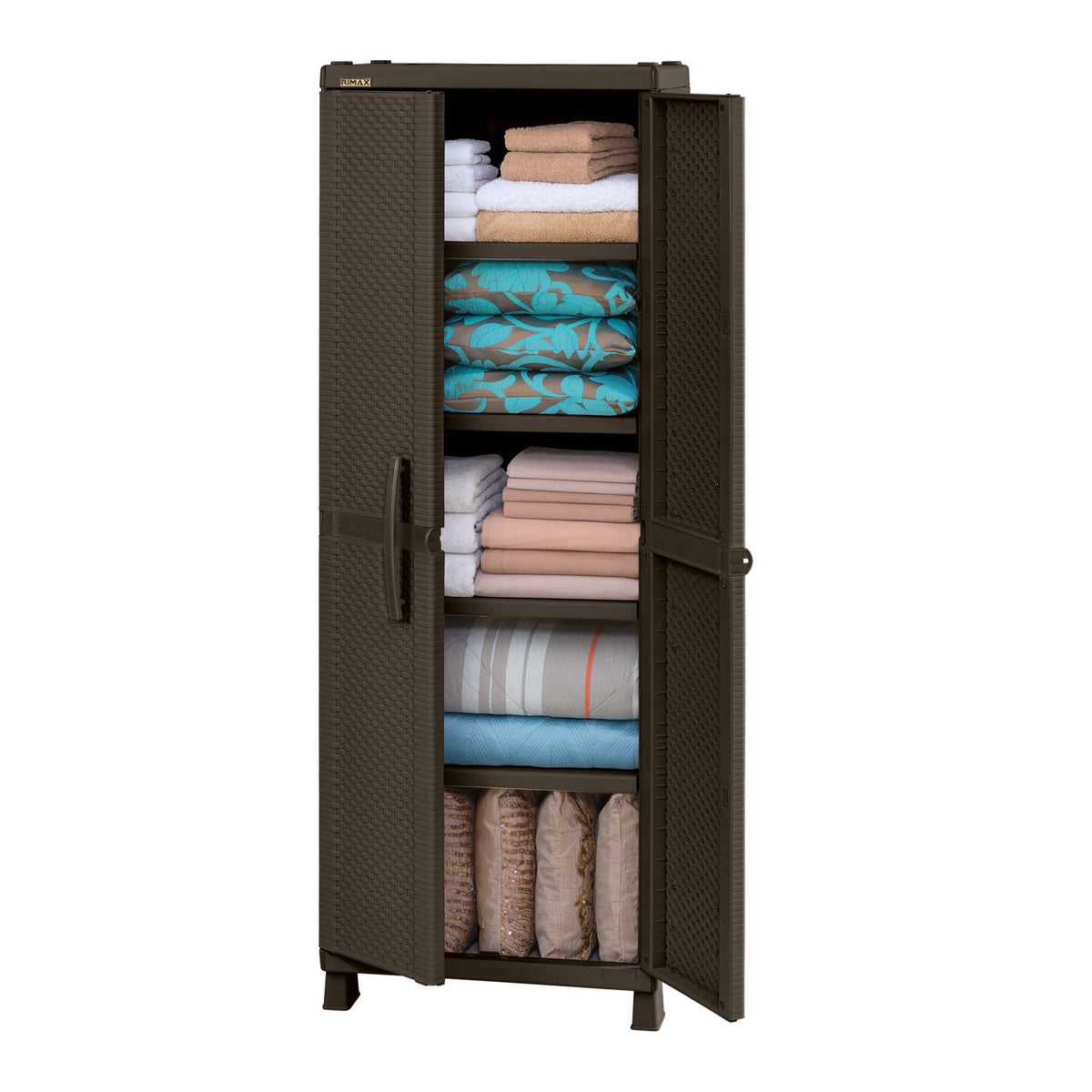 Armario para Ropa Rimax Rattan Wengue 65x189cm con Cinco Compartimientos y con Cuatro Entrepaños