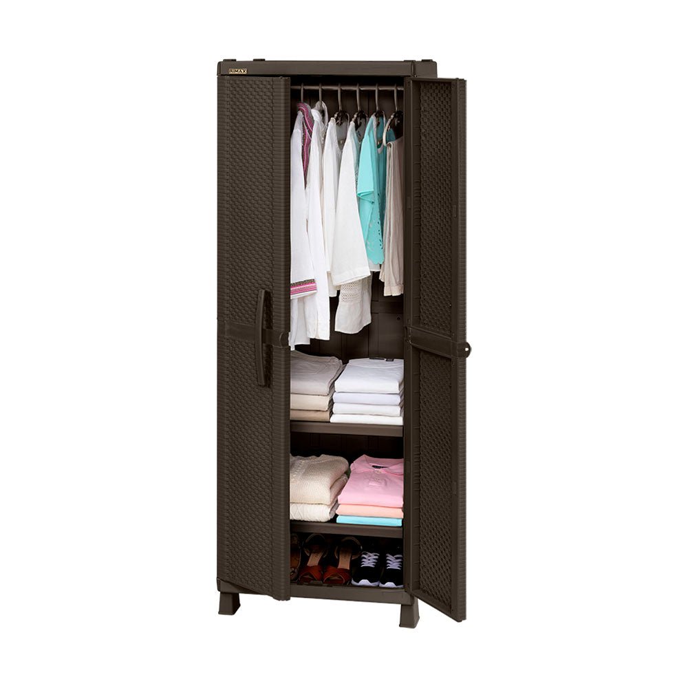 Armario para Ropa Rimax Rattan Wengue 65x189cm con Tres Compartimientos y con Dos Entrepaños - CLOSETS | Bylmo