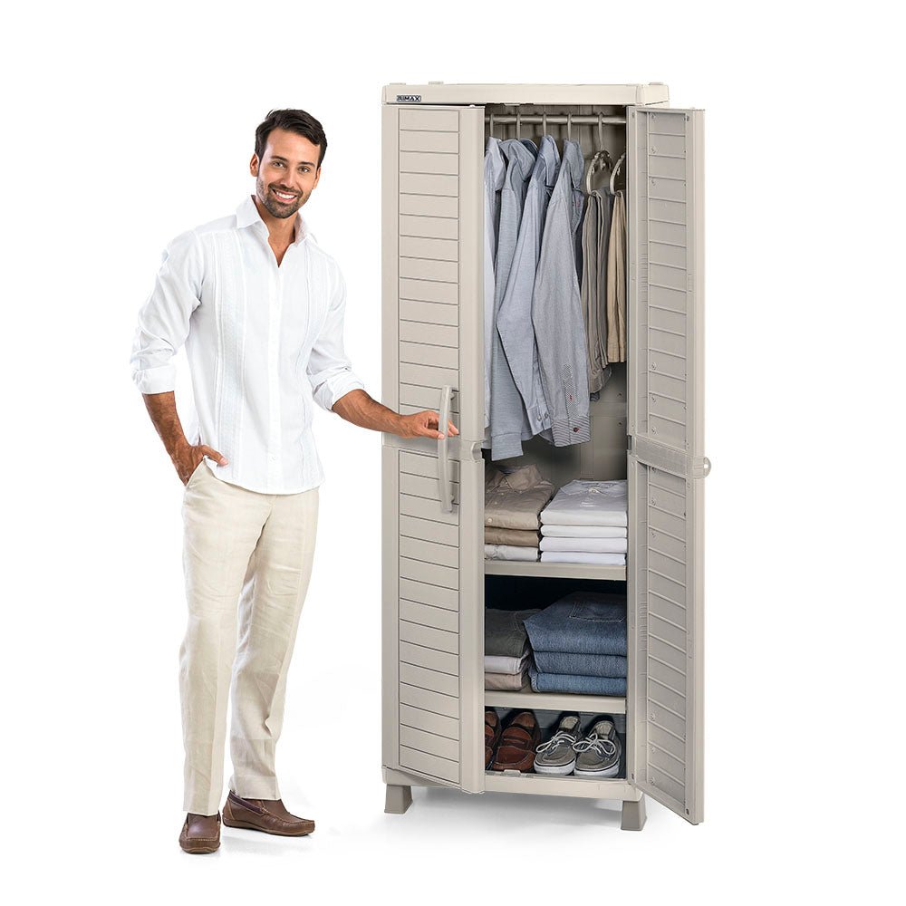 Armario para Ropa Rimax Barú Taupe 65x189cm con Tres Compartimientos y con Dos Entrepaños - CLOSETS | Bylmo