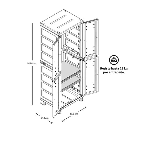 Armario para Ropa Rimax Barú Taupe 65x189cm con Tres Compartimientos y con Dos Entrepaños - CLOSETS | Bylmo