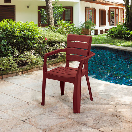 Silla Rimax Barú Rojo Merlot 59x82.5cm con Espaldor y con Apoya Brazos - SILLAS Y BUTACOS | Bylmo