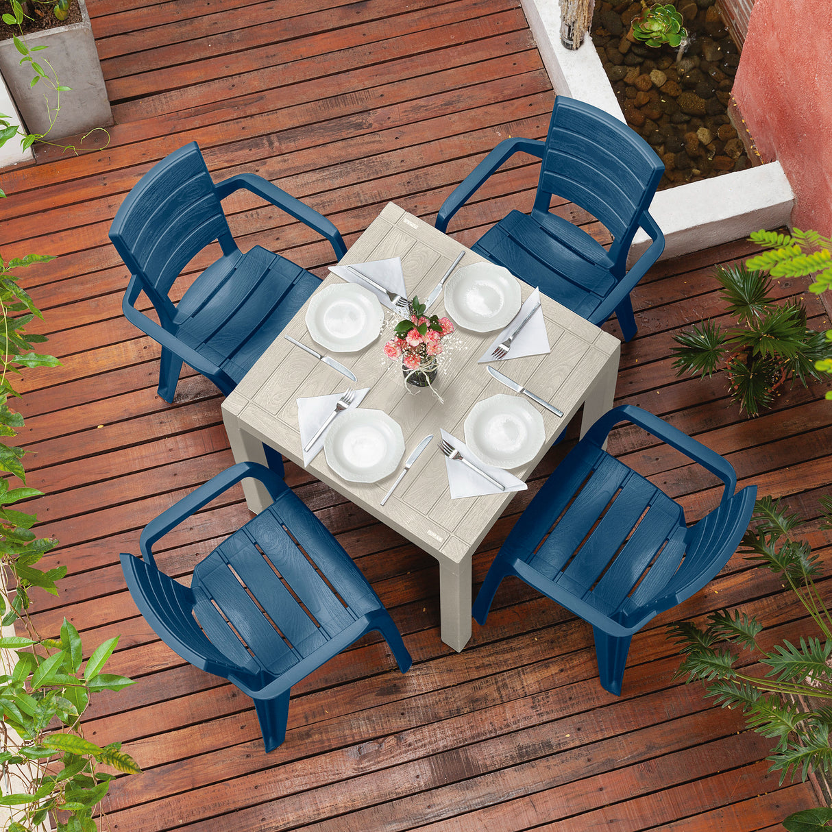 Silla Rimax Barú Azul Petróleo 59x82.5cm con Espaldor y con Apoya Brazos - SILLAS Y BUTACOS | Bylmo