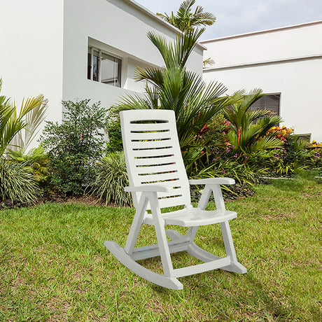 Silla Mecedora Rimax Blanco 62.3x105.6cm con Espaldor y con Apoya Brazos - SILLAS Y BUTACOS | Bylmo
