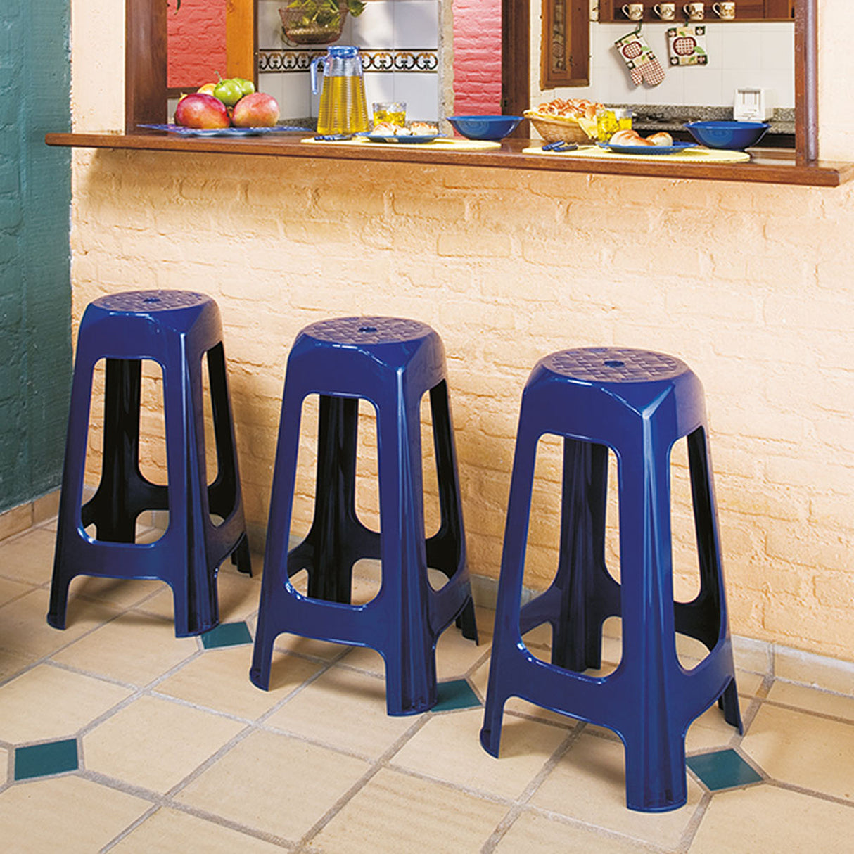 Butaco Rimax Azul Navy 38.5x69.5cm sin Espaldar y sin Apoya Brazos - SILLAS Y BUTACOS | Bylmo