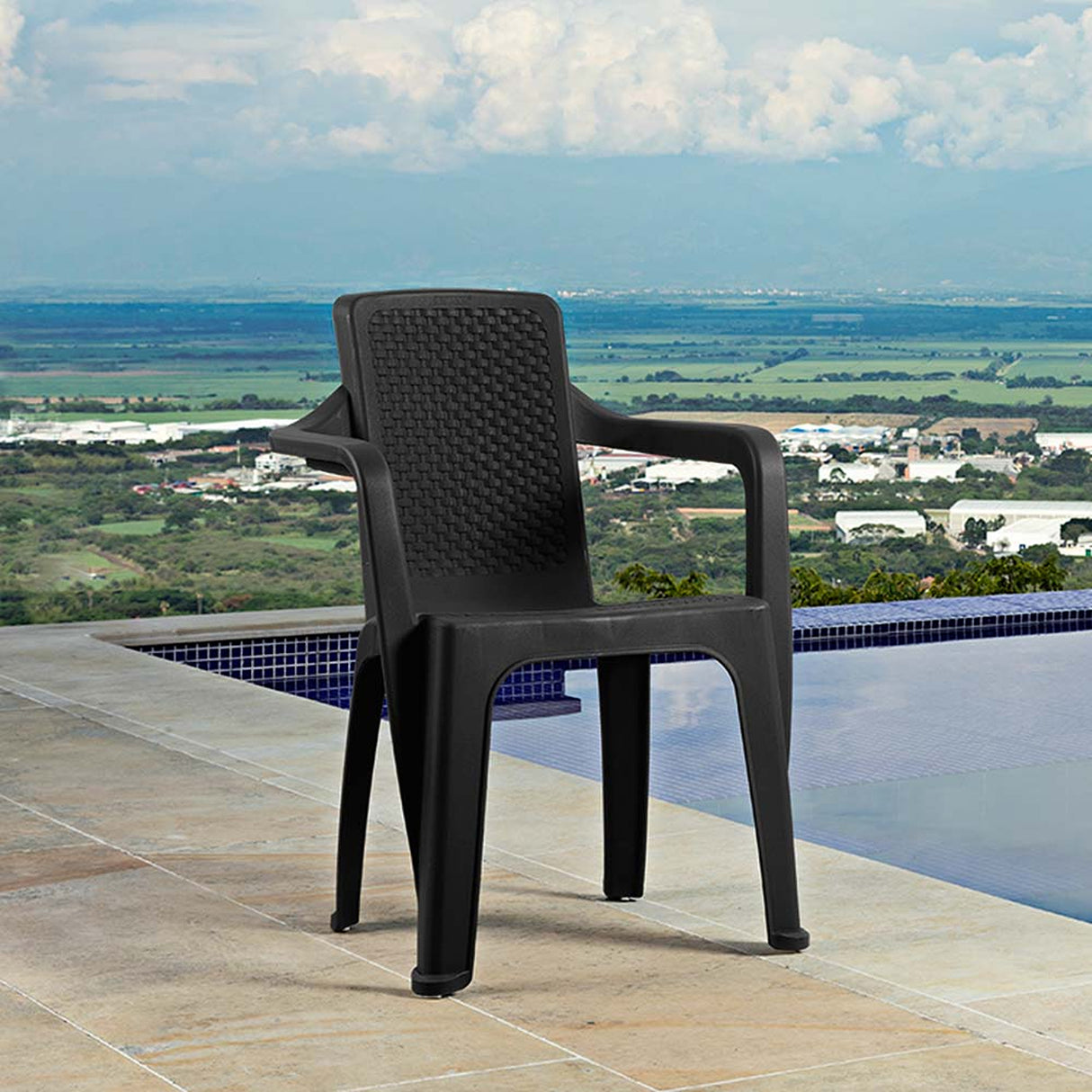 Silla Rimax Eterna Negro 57x80.6cm con Espaldor y con Apoya Brazos - SILLAS Y BUTACOS | Bylmo