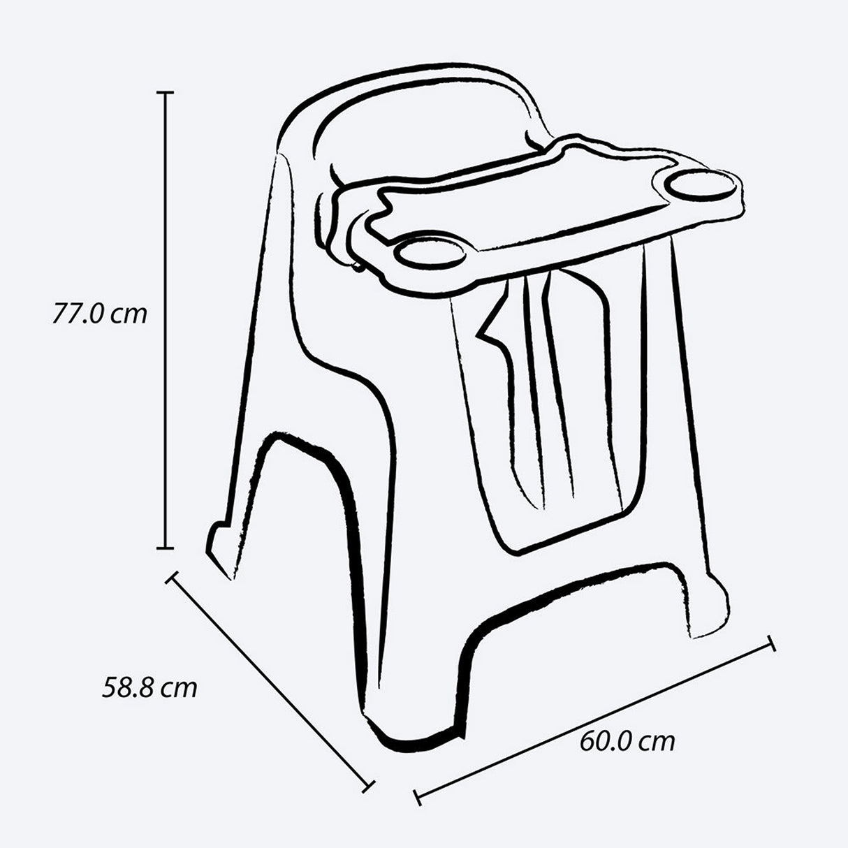 Silla Comedor para Bebé Rimax Gris Hielo 60x77cm con Espaldor y con Apoya Brazos - SILLAS Y BUTACOS | Bylmo