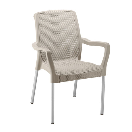 Silla Rimax Shia Taupe 56x82.4cm con Espaldor y con Apoya Brazos - SILLAS Y BUTACOS | Bylmo