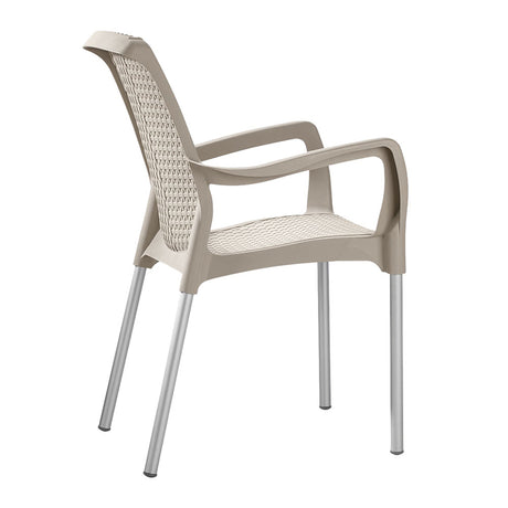 Silla Rimax Shia Taupe 56x82.4cm con Espaldor y con Apoya Brazos - SILLAS Y BUTACOS | Bylmo