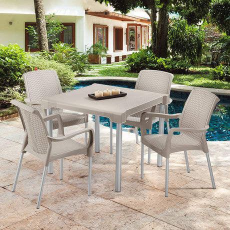 Silla Rimax Shia Taupe 56x82.4cm con Espaldor y con Apoya Brazos - SILLAS Y BUTACOS | Bylmo