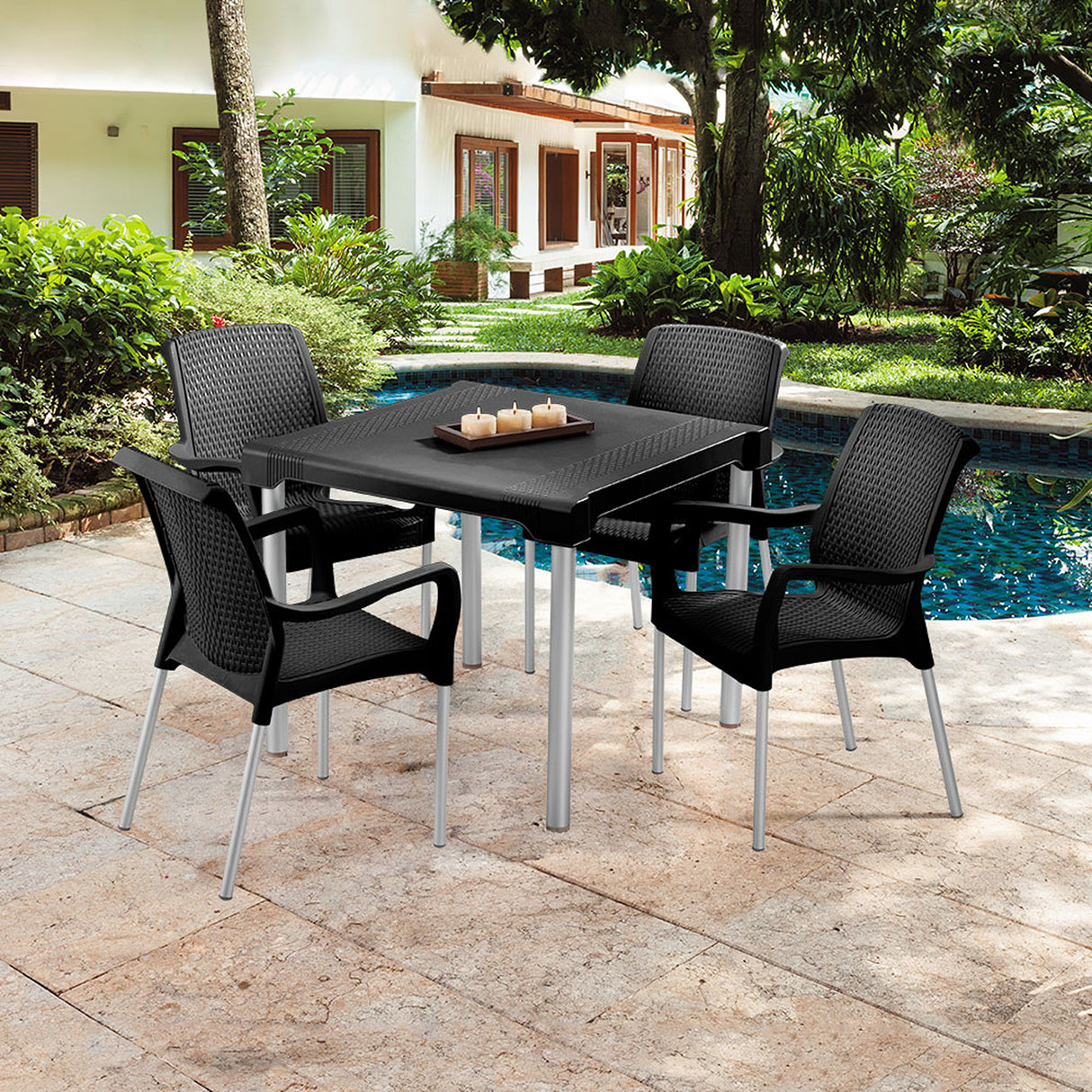 Silla Shia Negro 56.3x82.4cm con Espaldar y con Apoya Brazos - SILLAS Y BUTACOS | Bylmo