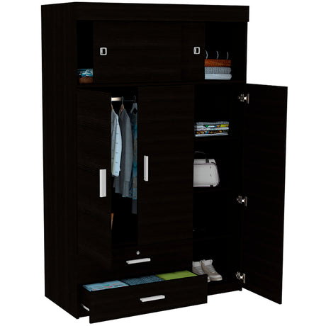 Closet Z 120 Wengue 120x187.5cm con Dos Cajones y con Tres Puertas - CLOSETS | Bylmo