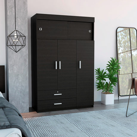 Closet Z 120 Wengue 120x187.5cm con Dos Cajones y con Tres Puertas - CLOSETS | Bylmo