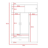 Closet Z 120 Wengue 120x187.5cm con Dos Cajones y con Tres Puertas - CLOSETS | Bylmo