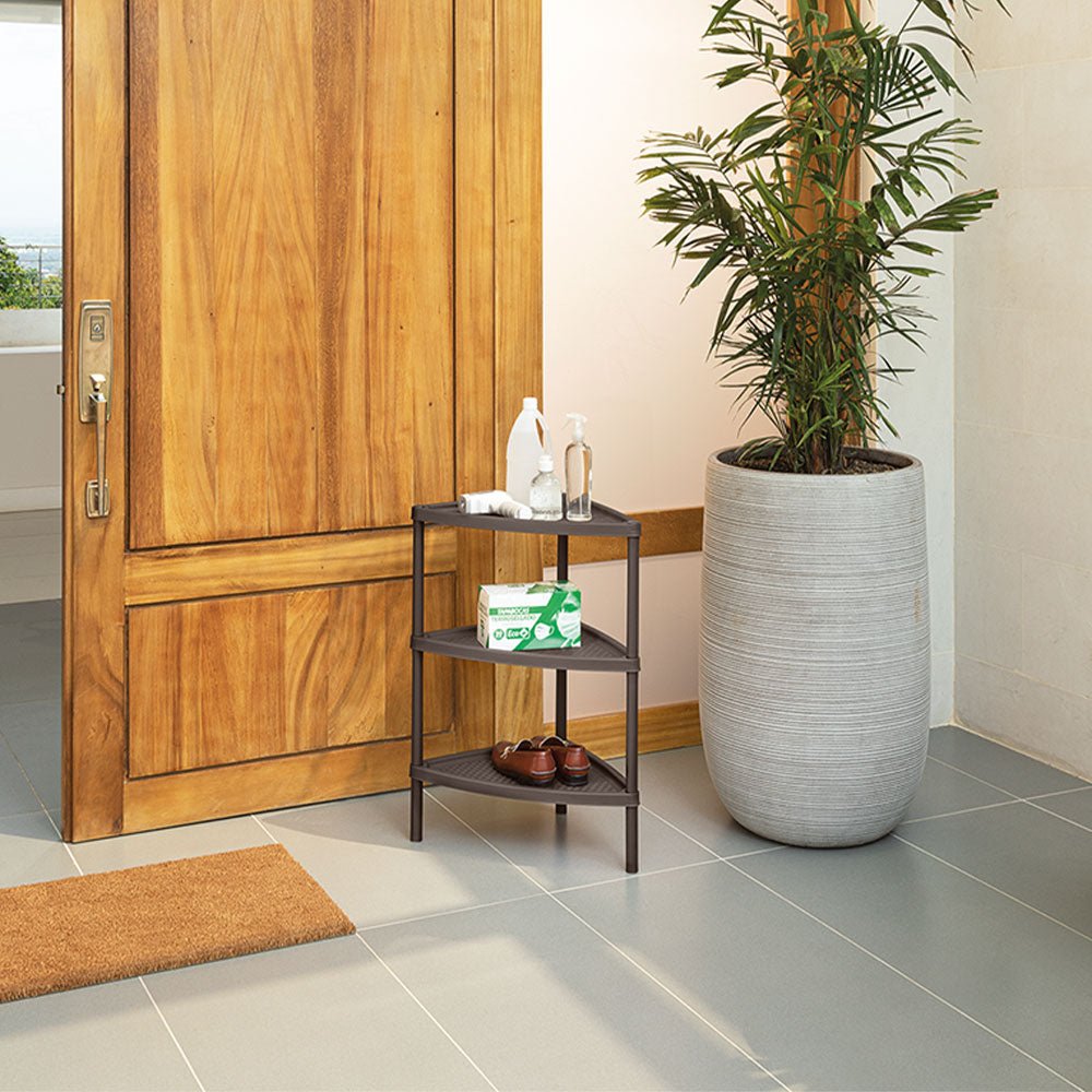 Mesa Multiusos Rimax Shia Moca 37.5x77cm Triangular - MESAS AUXILIARES | Bylmo