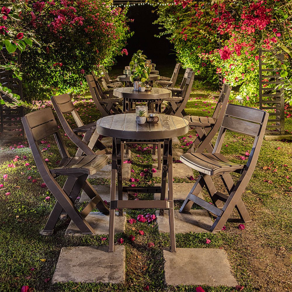 Mesa Auxiliar Plegable Rimax Barú Moca 60.7x74.4cm Circular - MESAS AUXILIARES | Bylmo