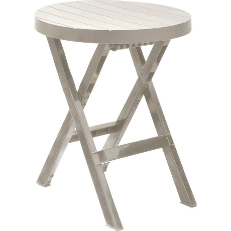 Mesa Auxiliar Plegable Rimax Barú Taupe 60.7x74.4cm Circular - MESAS AUXILIARES | Bylmo